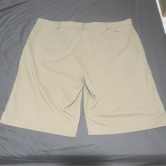 Nike Golf Shorts Dri Fit Performance Beige Brown Athletic Mens Size 38 Striped - Picture 2 of 8